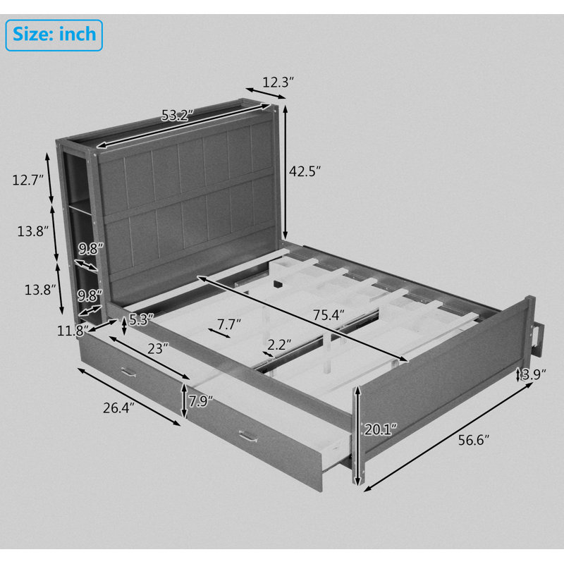 Red Barrel Studio® Kitai Solid Wood Bookcase Storage Bed & Reviews Wayfair